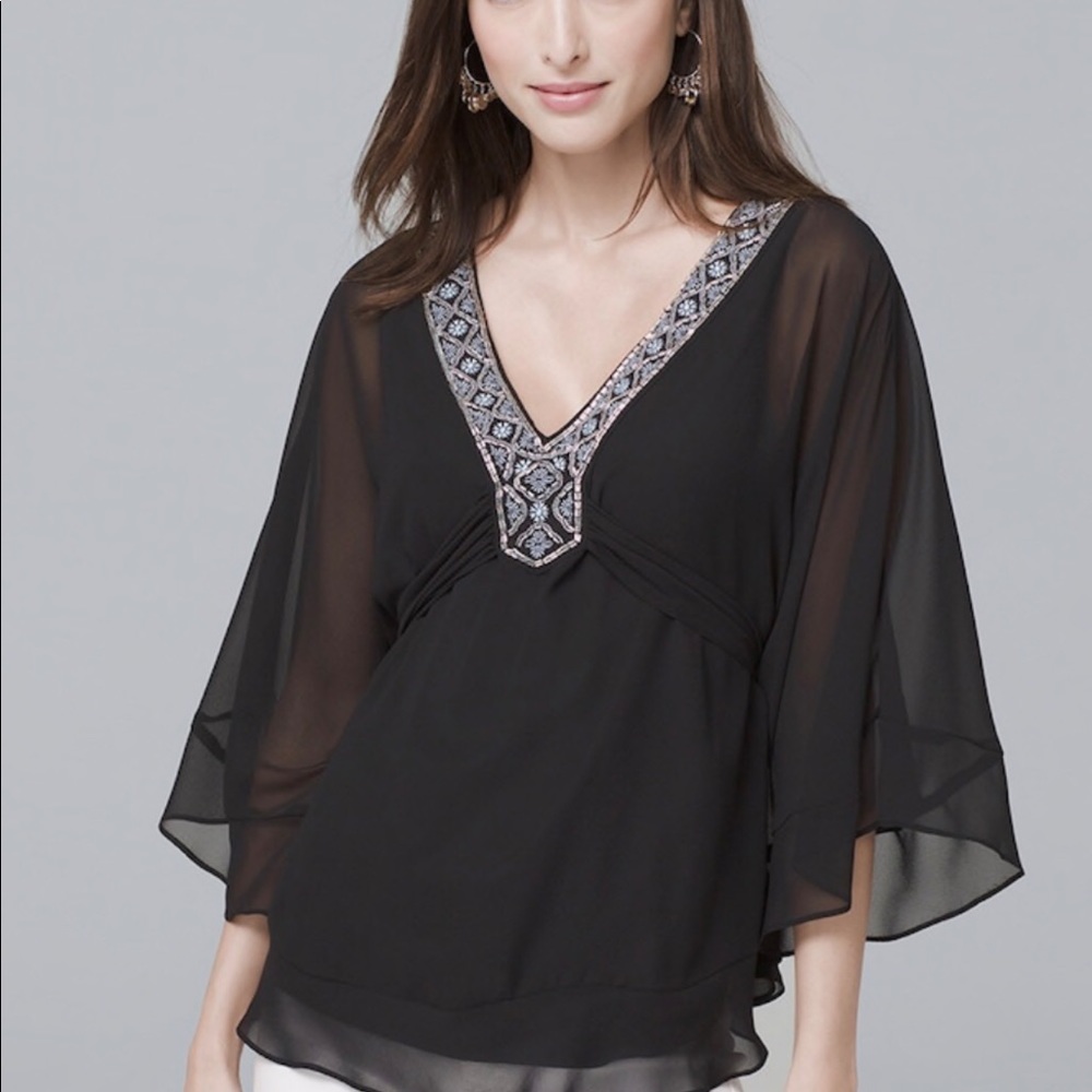 Beautiful NEW WHBM black blouse sz M